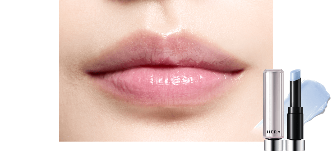 A model's lips using HERA New Sensual Nude Balm #00 GLACIER