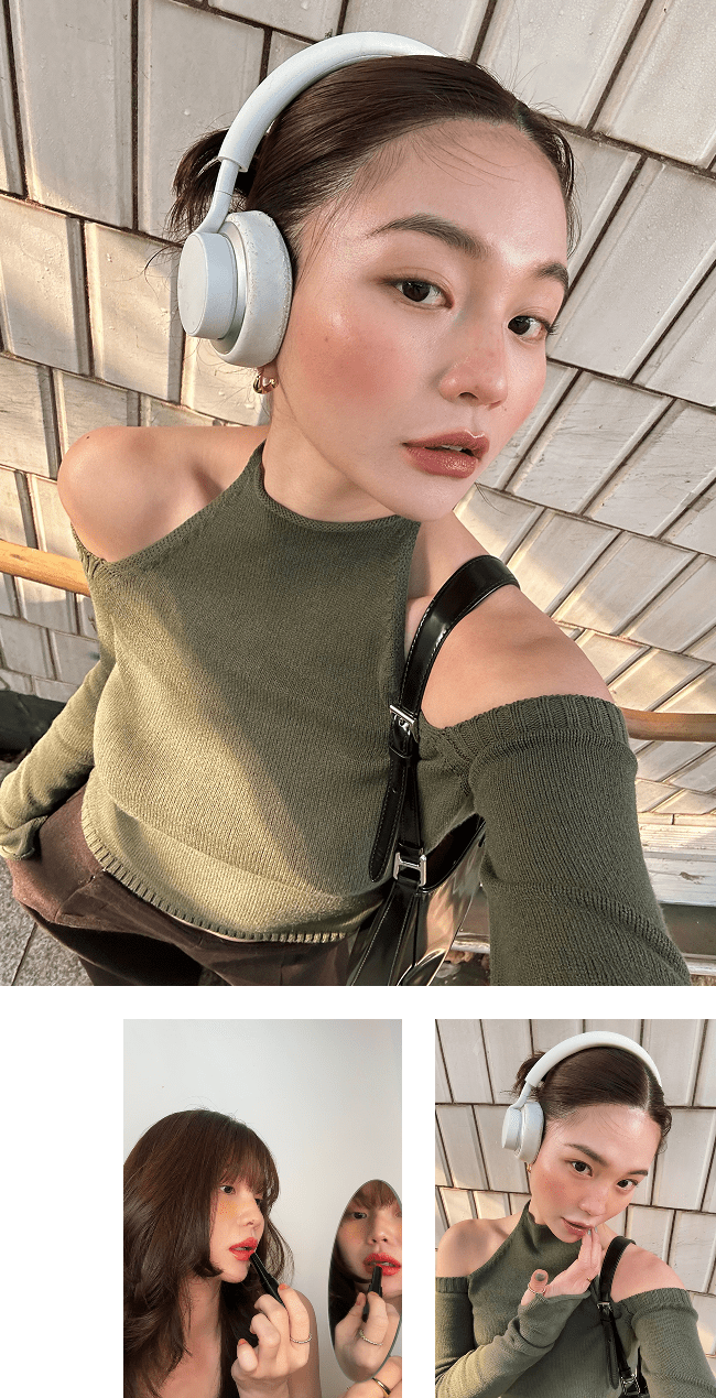 An influencer applying product