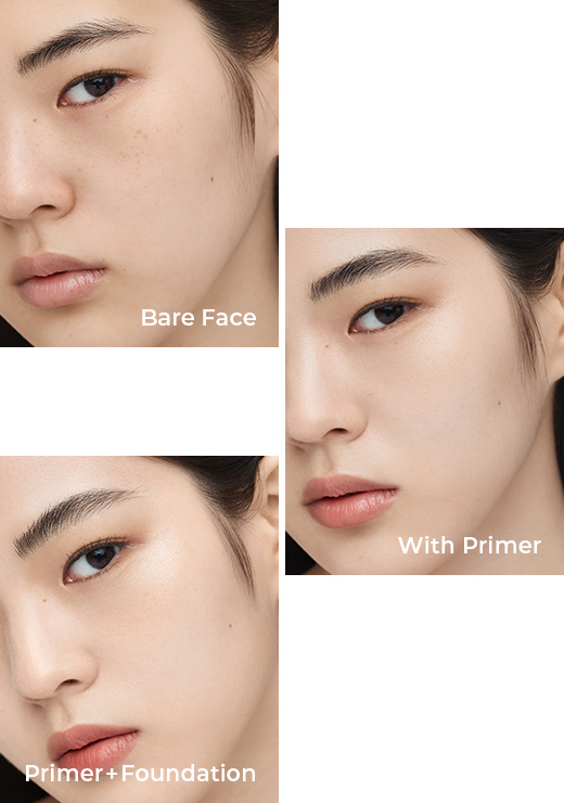 Bare Face/With Primer/Primer+Foundation